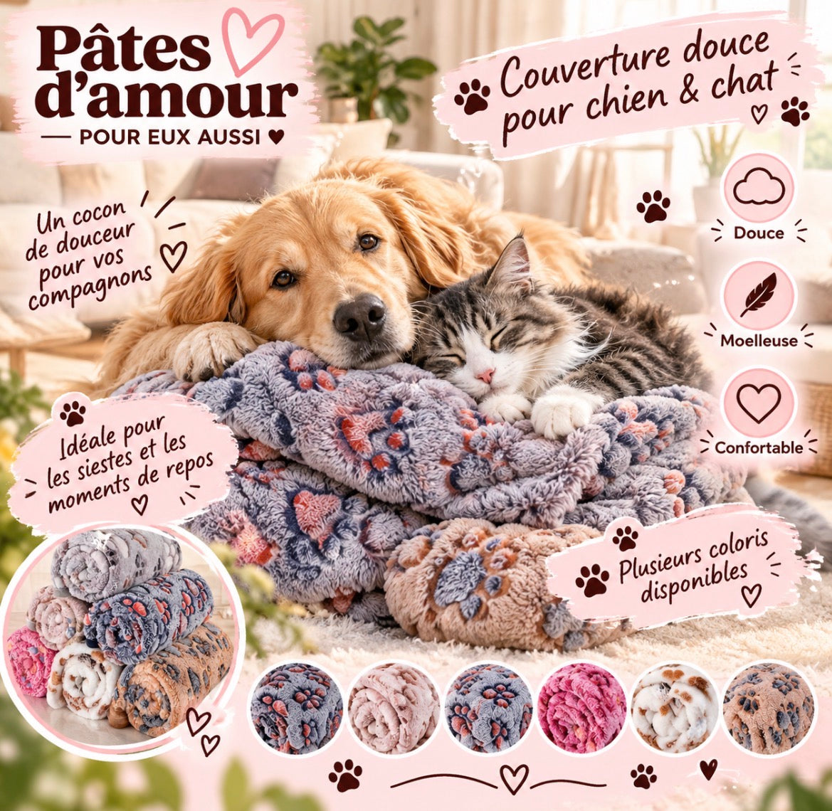 Couverture douce pour chien – Plaid chaud et confortable
