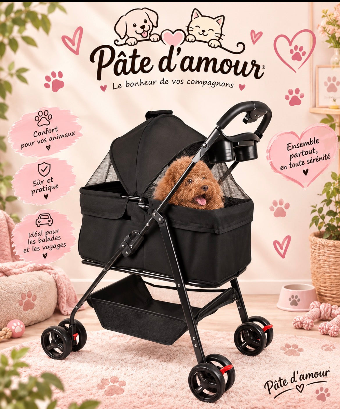 Poussette pour Animaux de Compagnie – Confort & Promenades 🐶🐱
