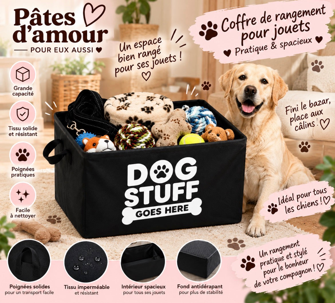 Coffre de rangement pour jouets de chien – Pratique & spacieux
