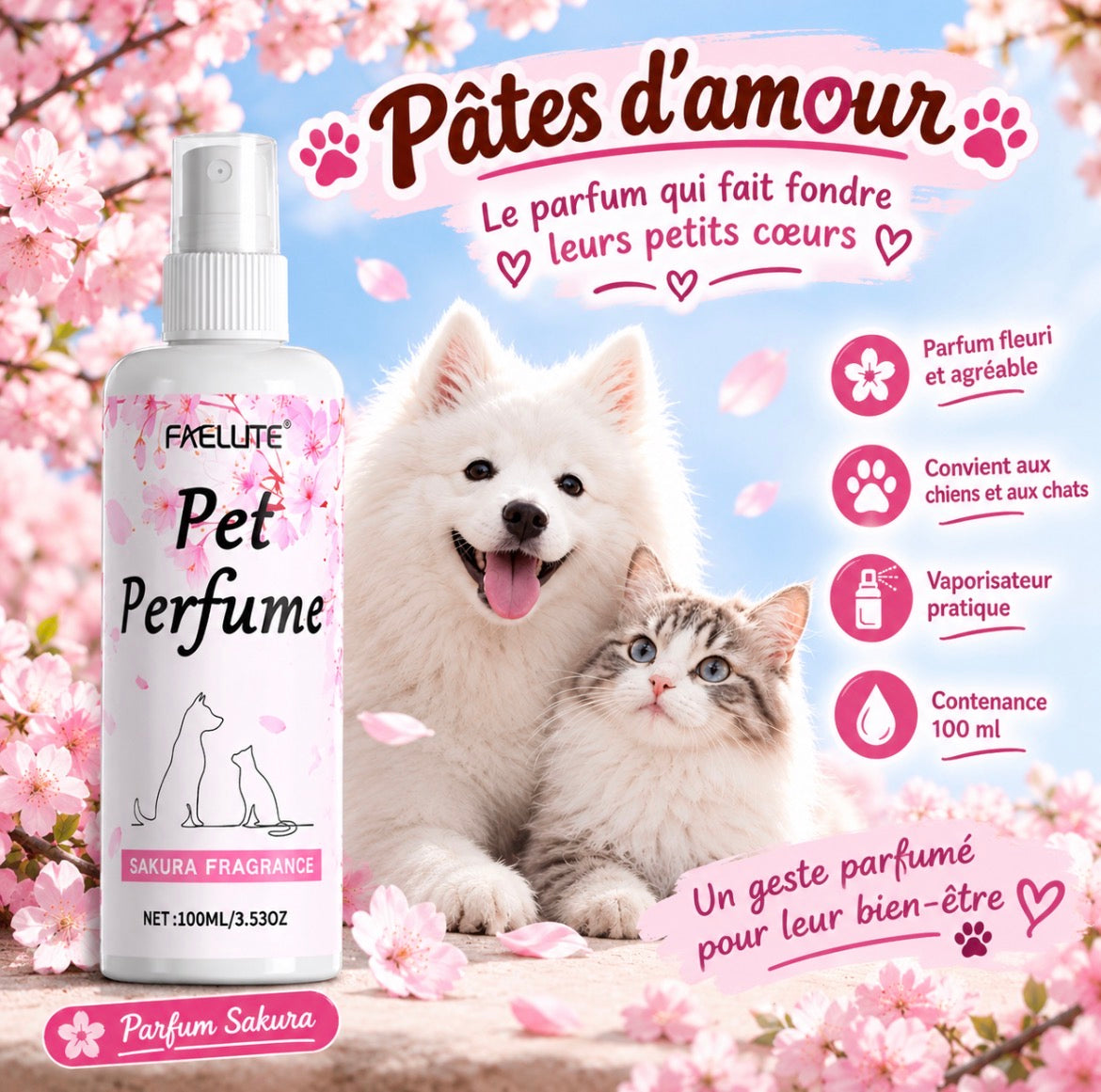 🌸 Parfum pour animaux – Fleur de cerisier Sakura 🐾💕