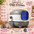 Maison de toilette pour chat avec porte battante – Gris