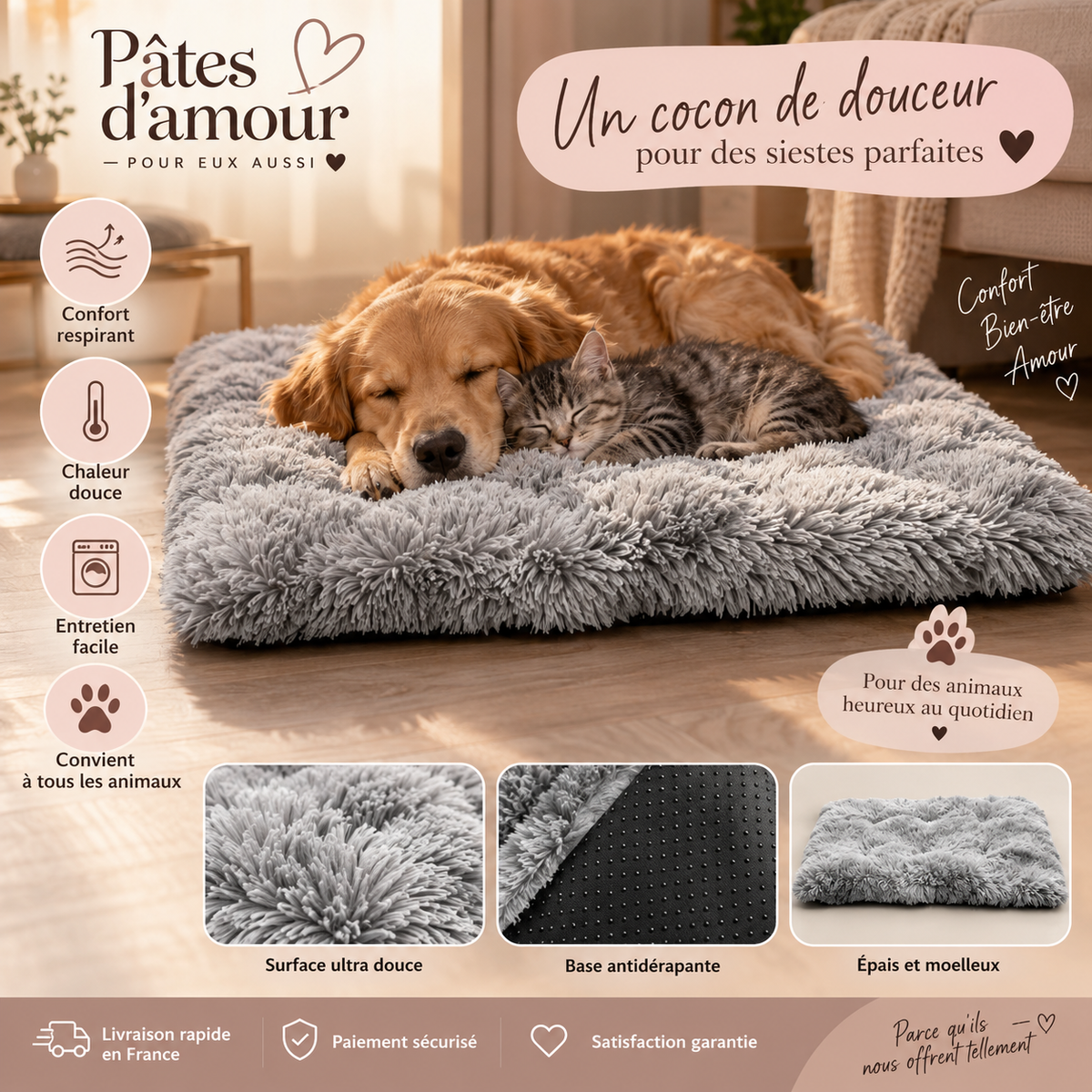 🐾 Tapis Douillet & Moelleux pour Chiens et Chats