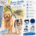 🐶💙 Laisse double pour chien – Pâtes d’amour 🐾