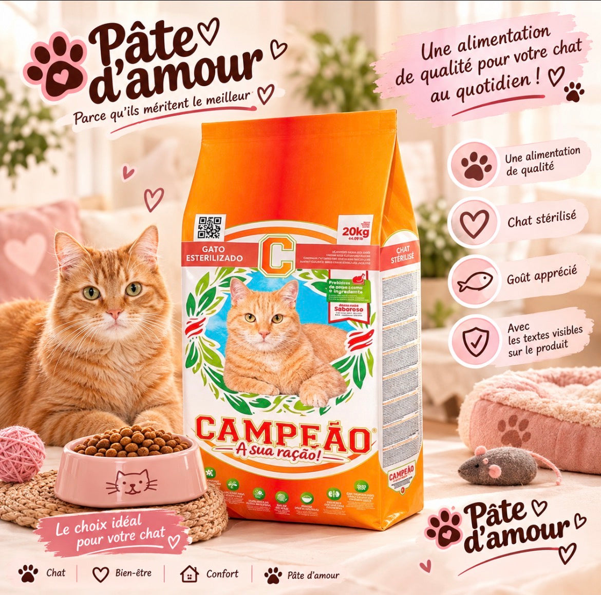 Croquettes pour Chat Stérilisé CAMPEÃO – 20 kg