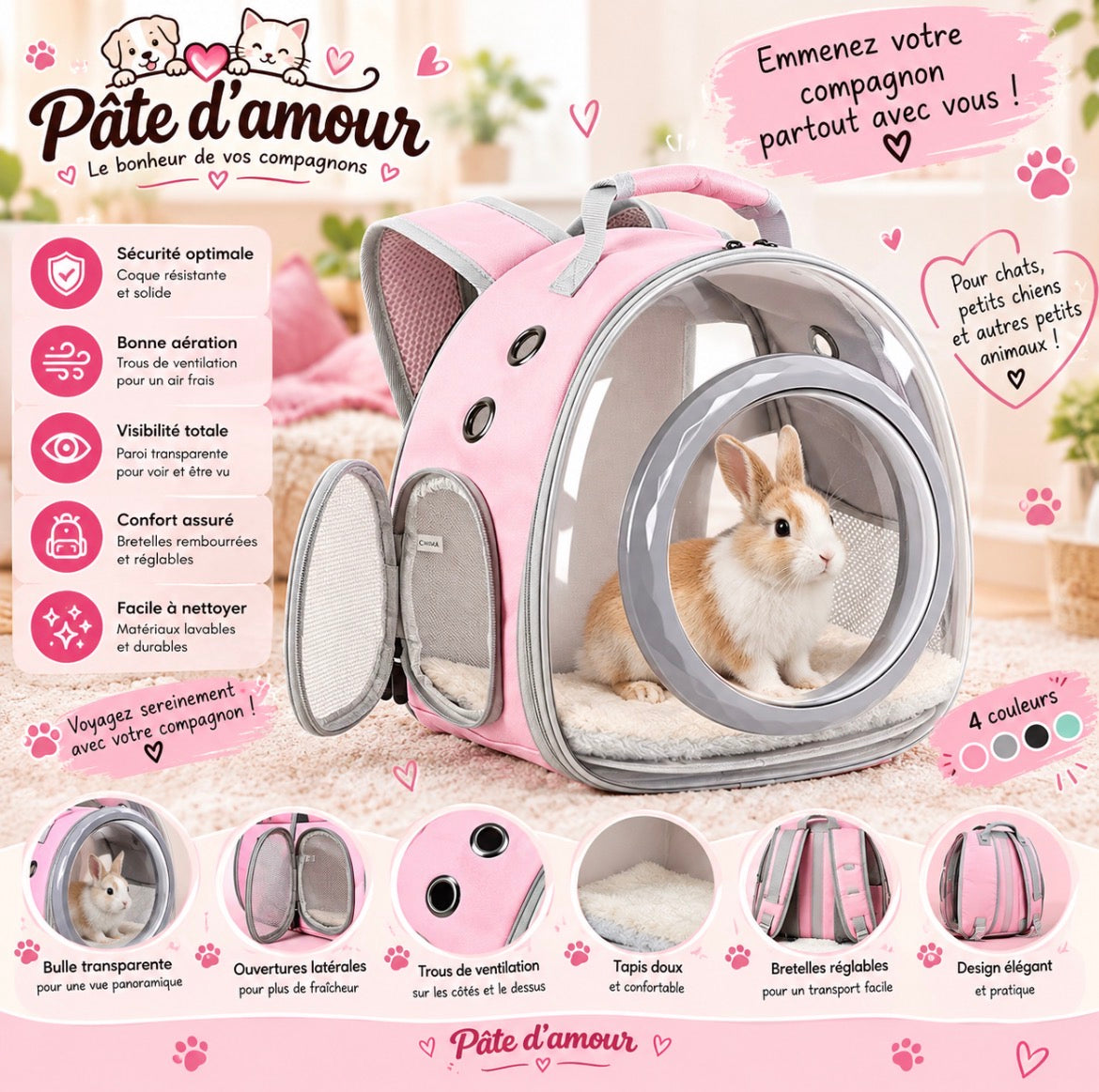 Sac à dos de transport pour animaux – Bulle transparente & confortable
